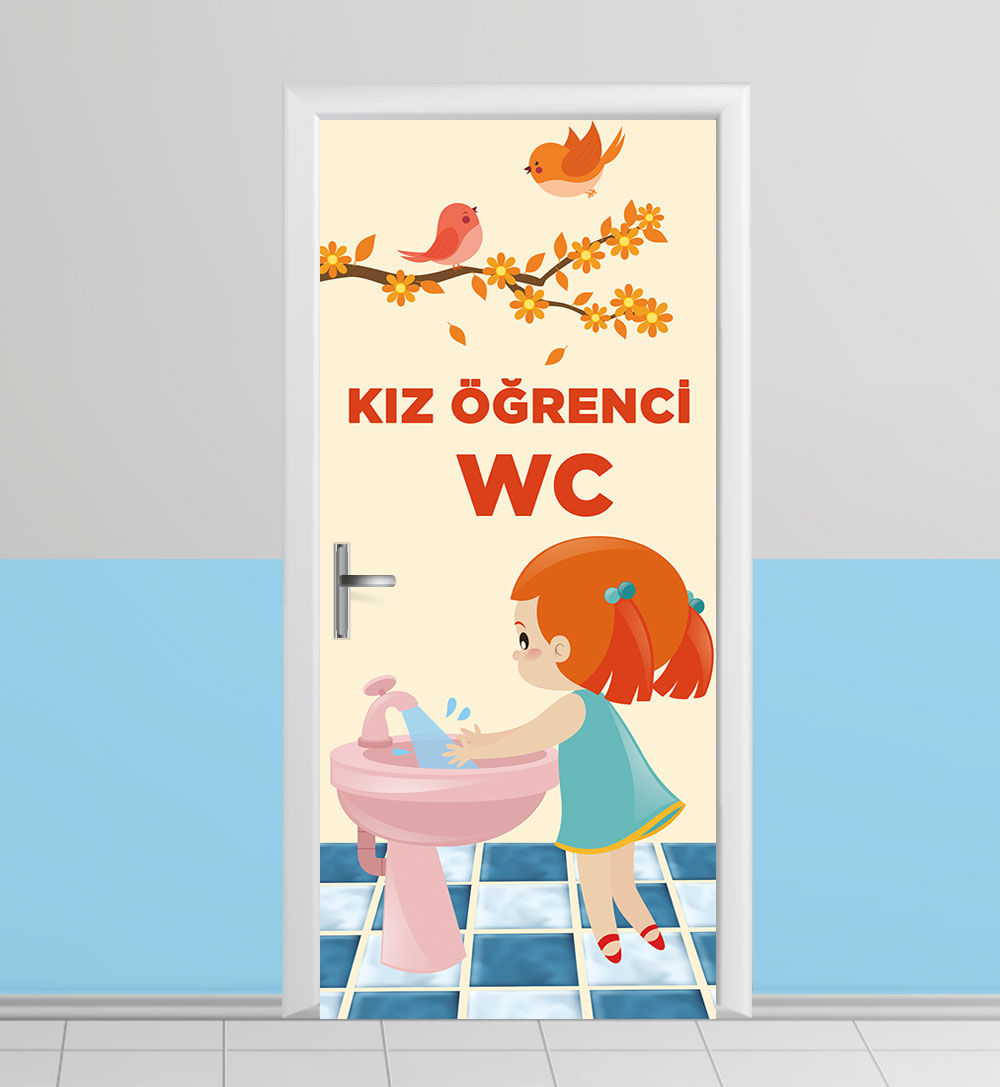 Kız öğrenci wc kapı giydirme